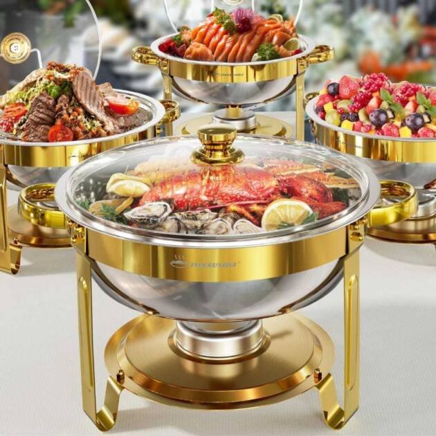 Gold round chafing dish