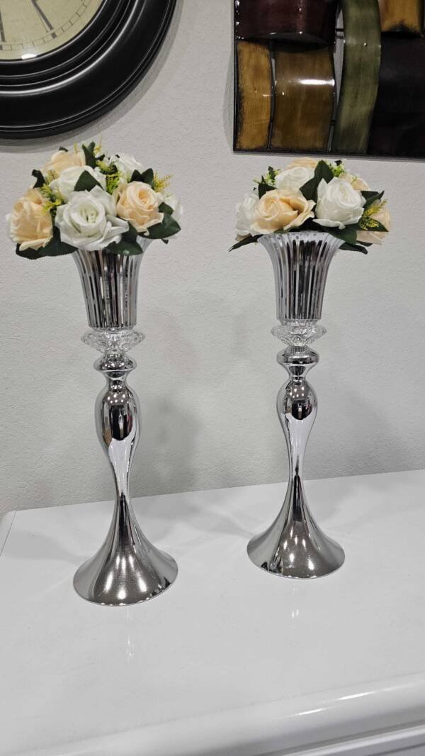 Silver centerpiece with flower ball
