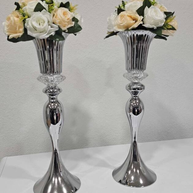 Silver centerpiece with flower ball