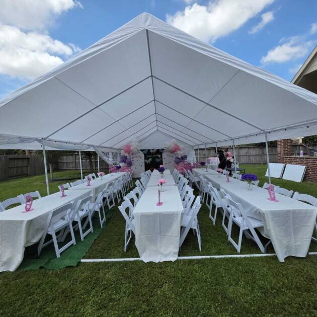 20 X 40 Tent (8 round tables, 64 foldable chairs)
