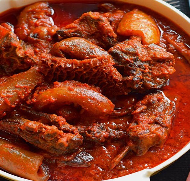 Stewed Assorted Meat (Shaki, Beef, Ponmo)