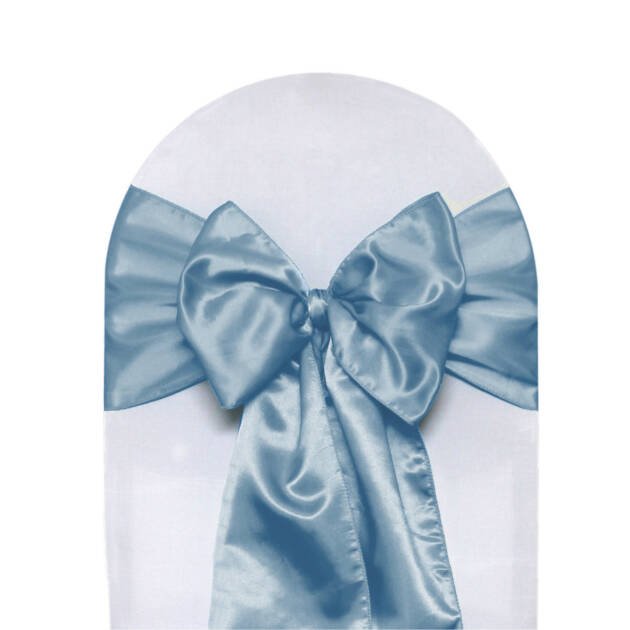 Dusty blue chair sashes