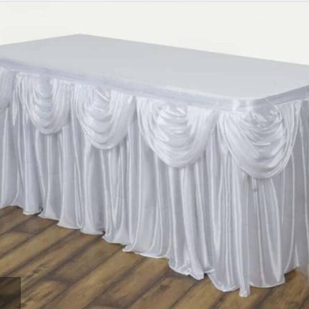 White rectangle table skirt