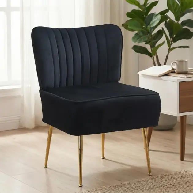 Velvet Accent chair, black