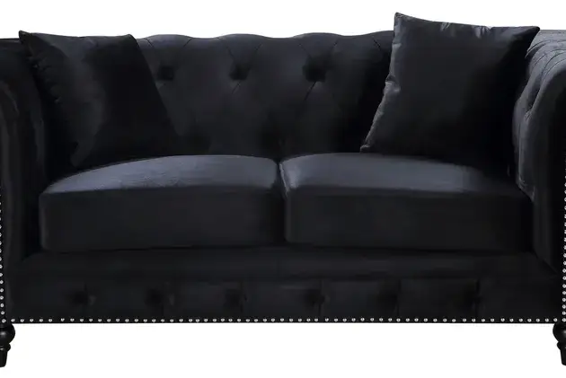 Velvet loveseat, black