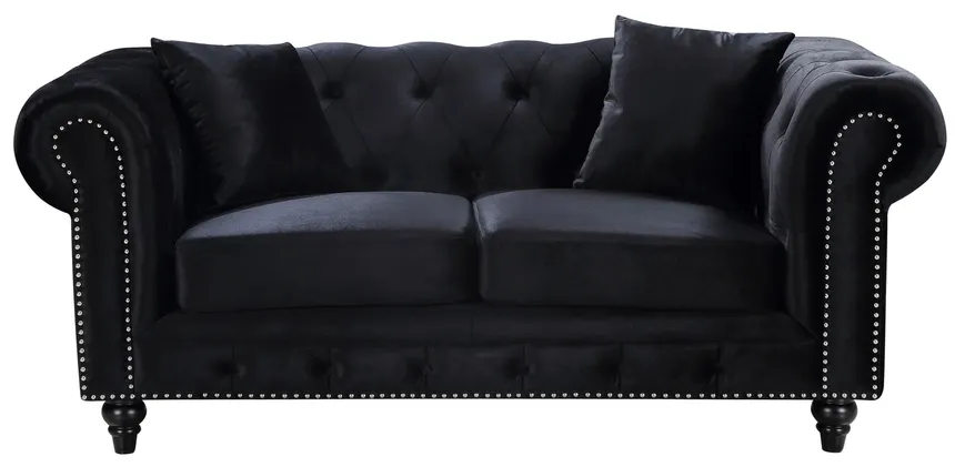 Velvet loveseat, black
