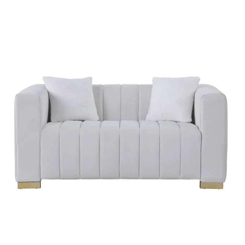 Velvet loveseat, white